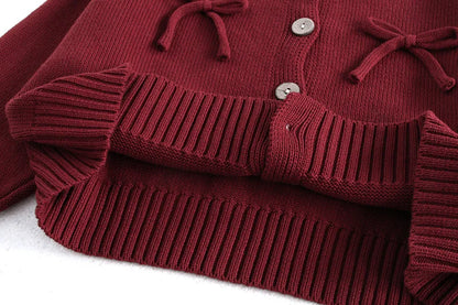 Autumn Children's Sweater 2-7Y Long Sleeve Red Sweater Jacket for Girls Korean Style Kid's Knitted Cardigan Top