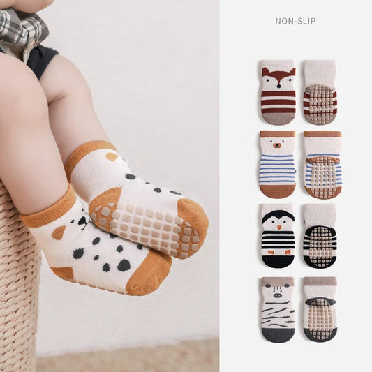 5 Paar/Packung Anti-Rutsch-Socken für Babys im Herbst – Cartoon-Socken für den Innenbereich und im Boden für Kleinkinder (0–5 Jahre)