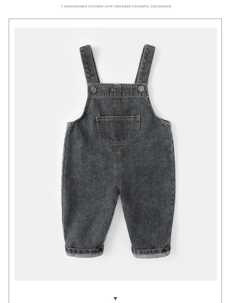 New Arrival Children Clothes Baby Girls Boys Overalls Solid Brief Style Toddler Denim Overol Jumpsuits