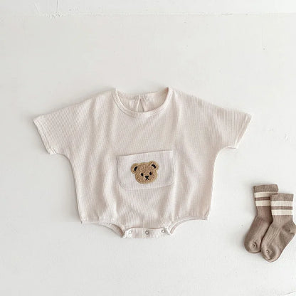 Baby Clothes Waffle – Infant One-Piece Bear Bodysuit for Boys (0-3Y)