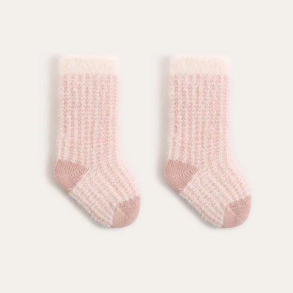 Neue dicke Wintersocken für Babys – Röhrensocken mit Farbblockierung und Streifen für Kleinkinder