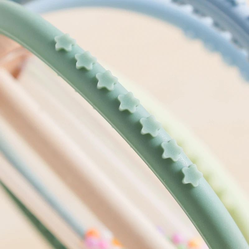 Hochet et tambour de pluie pour bébé - Jouet de dentition sensoriel en bois et silicone