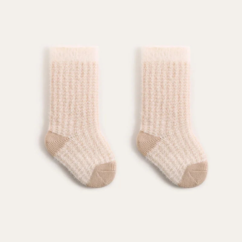 Nouvelles chaussettes épaisses d'hiver pour bébé – Chaussettes tube à rayures colorées pour tout-petits