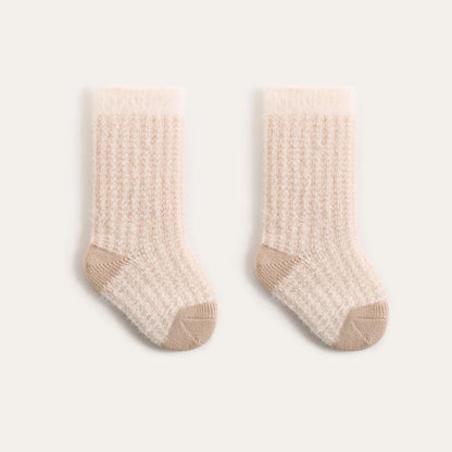 New Winter Baby Thickened Socks – Color-Blocked Striped Tube Socks for Toddlers