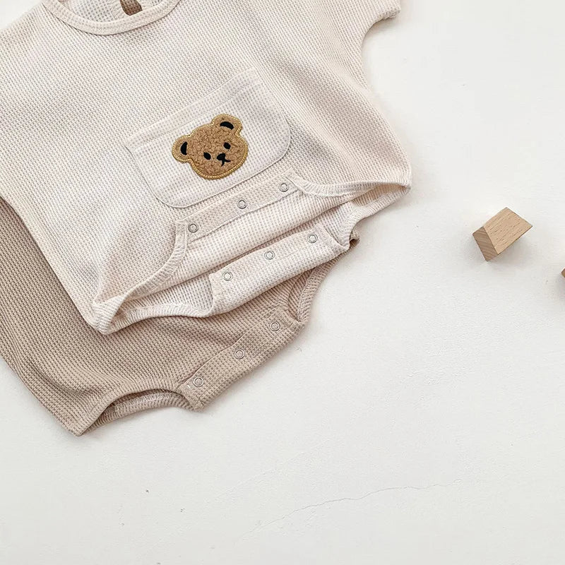 Babykleidung Waffelmuster – Einteiliger Bären-Bodysuit für Jungen (0–3 Jahre)