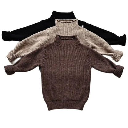 Pulls d'automne pour enfants, pulls à col roulé pour garçons, tricots pour garçons, pulls de base pour filles