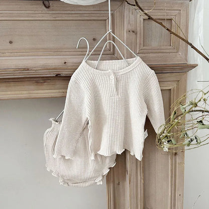 Herbst-Baby-Unisex-Mantel-Set – Pullover mit Rundhalsausschnitt aus gekämmter Baumwolle (0–2 Jahre)