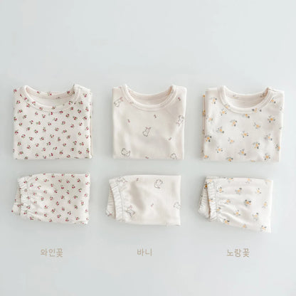 Pyjama-Set aus Baumwolle mit Blumenmuster für Kinder – Koreanischer Stil (Baby &amp; Kleinkind)