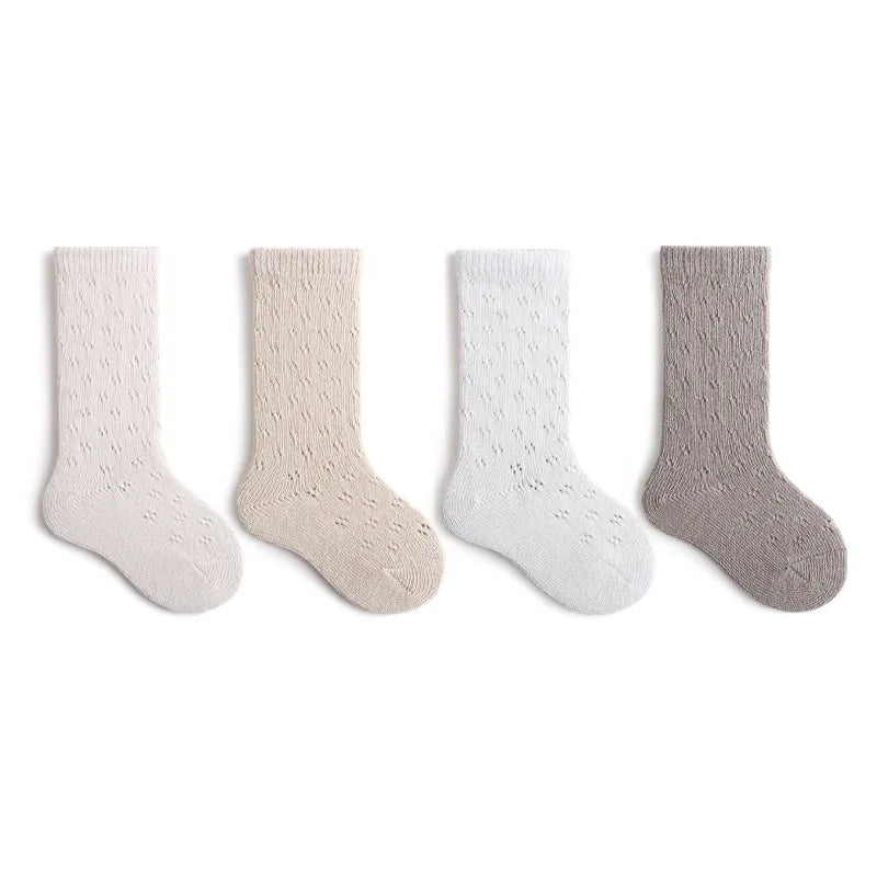 4 Pairs/Lot Hollow Out Mesh Baby Girls Socks – Summer Knee-Length Tights (Infant/Toddler)