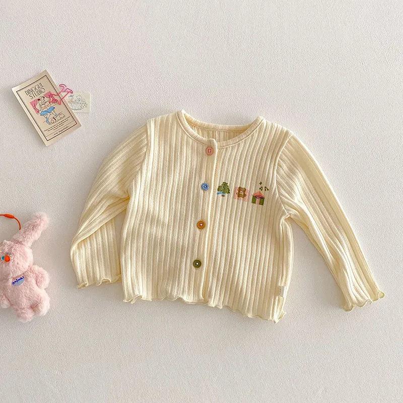 Nouveau cardigan printemps pour enfants – Veste pull à boutons colorés pour filles de 0 à 5 ans