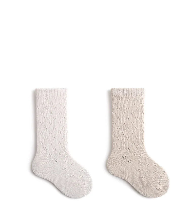 4 Paar/Packung aushöhlende Netzsocken für Babys und Mädchen – knielange Strumpfhosen für den Sommer (Säugling/Kleinkind)