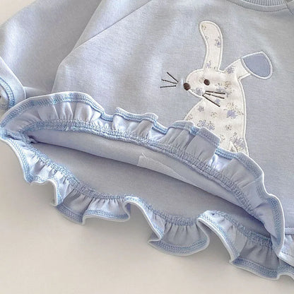 Sweat à capuche printemps pour enfants – Pull lapin fleuri mignon (0-5 ans)