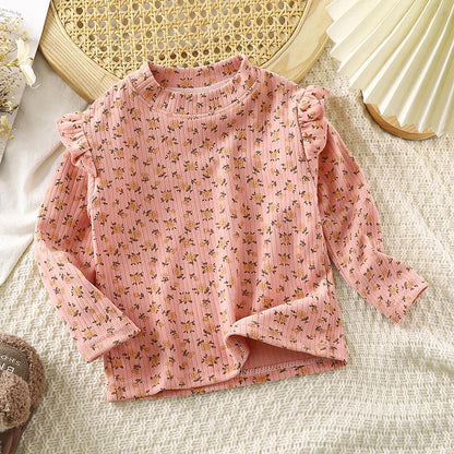 T-shirt à manches longues et pois floraux pour enfants – Hauts mignons et adorables pour filles et garçons (2-10 ans)