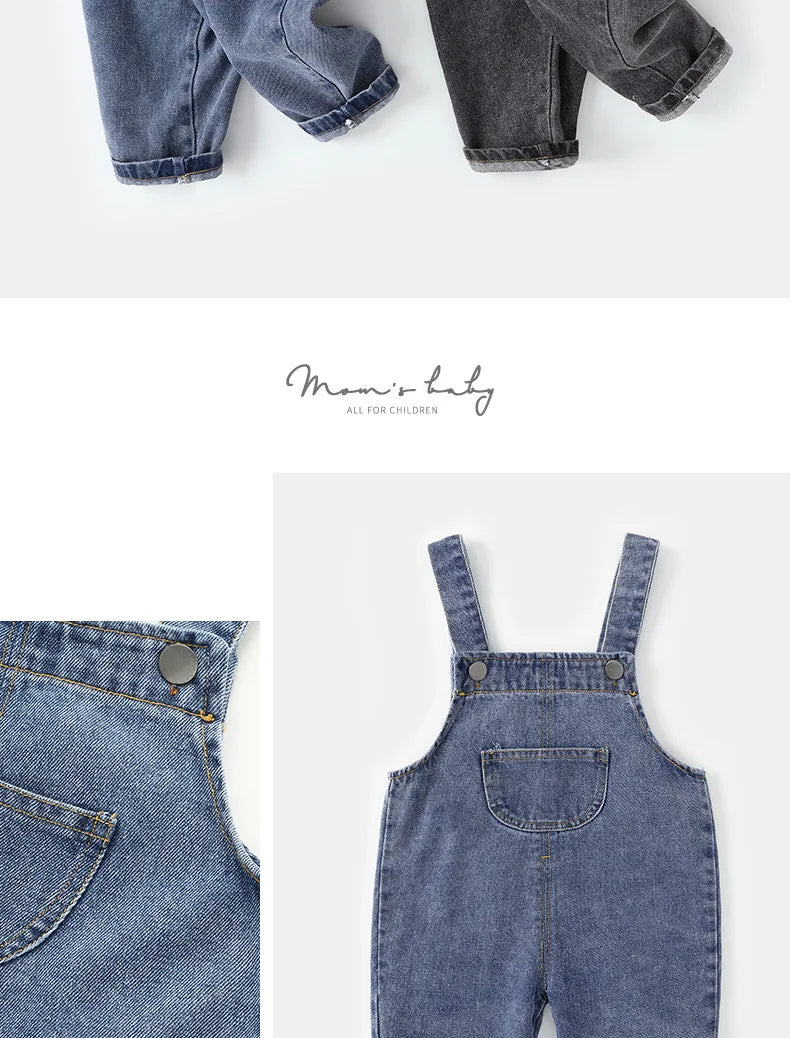 Nouveautés Vêtements pour enfants Salopettes pour bébés filles et garçons Style slip solide Combinaisons en jean pour tout-petits