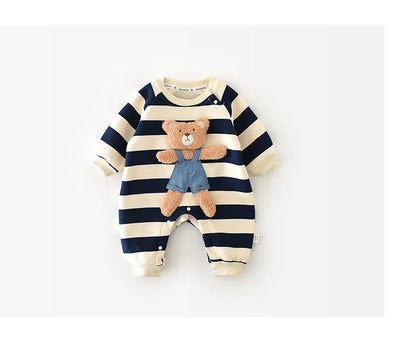 Autumn Baby Romper – Cute Striped O-Neck Bodysuit( 0-2Y)