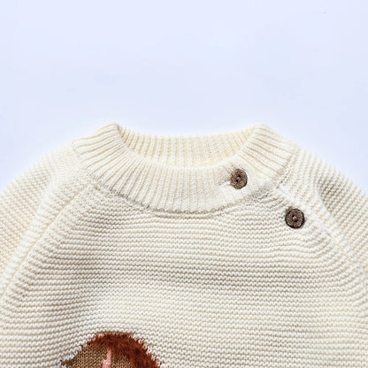 Winter New Cartoon Kids Sweater Fur-Lined Fleece Knitwear Pullover Coat