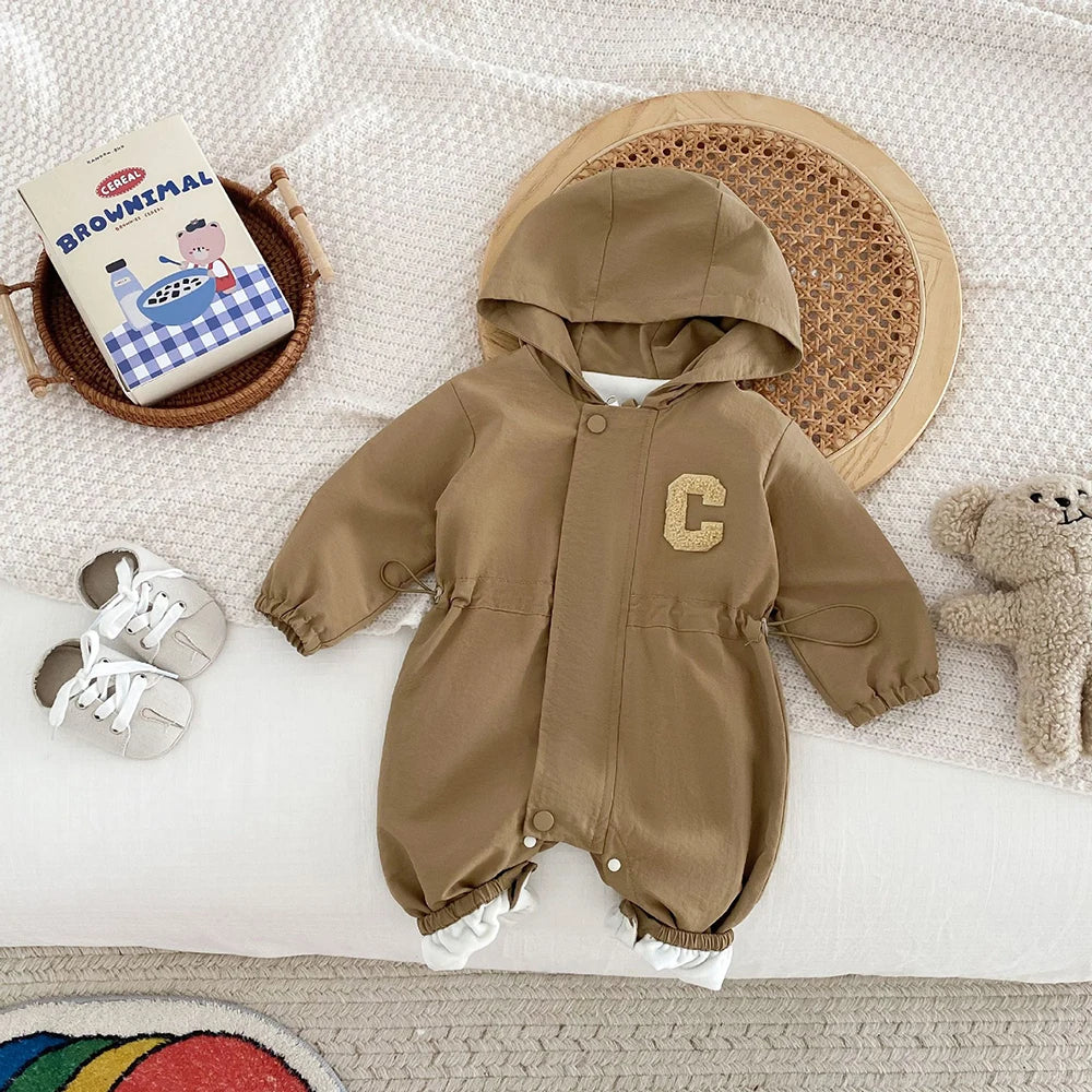 Barboteuse d'automne pour bébé de 0 à 2 ans, combinaison unisexe à capuche double couche, vêtements chauds pour tout-petits