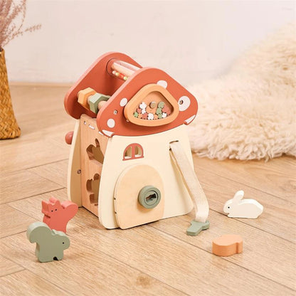 Jouet musical Montessori en bois pour bébé – Puzzle de blocs de construction en forme de champignon pour l'apprentissage précoce