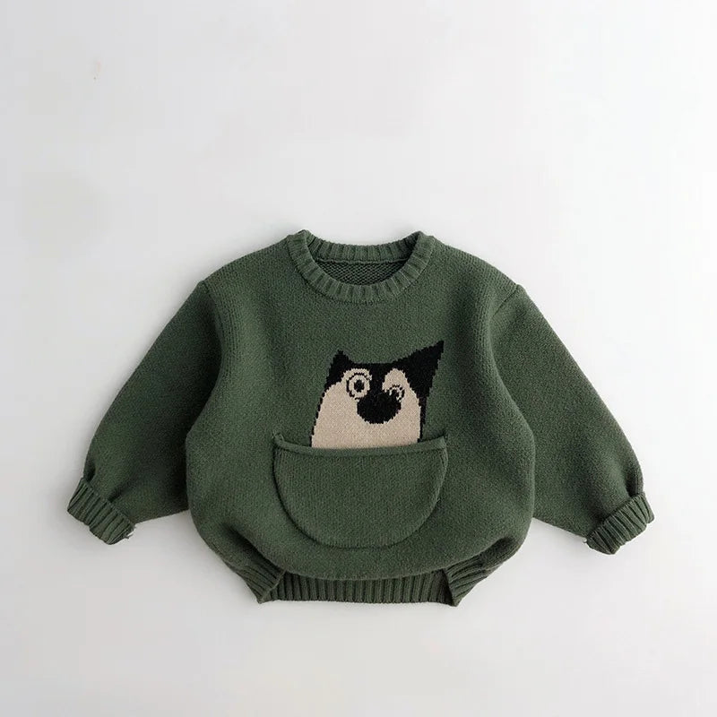 Vêtements pour bébés et enfants, pulls, pulls, dessins animés, garçons et filles, tricots, style coréen, vêtements d'extérieur