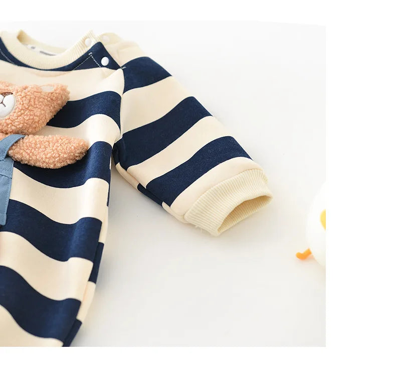 Autumn Baby Romper – Cute Striped O-Neck Bodysuit( 0-2Y)