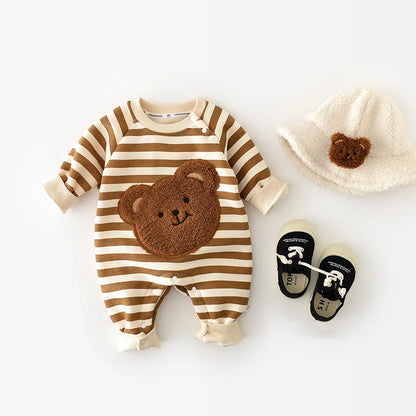 Autumn Baby Romper – Cute Striped O-Neck Bodysuit( 0-2Y)