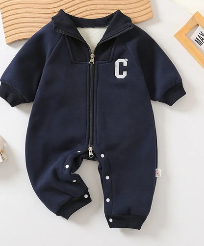 Herbst Baby Strampler Dicken Futter Jungen Overalls Pelz Futter Kleinkind Kleidung Jungen Outfit