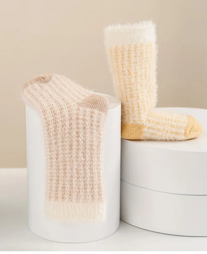 Neue dicke Wintersocken für Babys – Röhrensocken mit Farbblockierung und Streifen für Kleinkinder