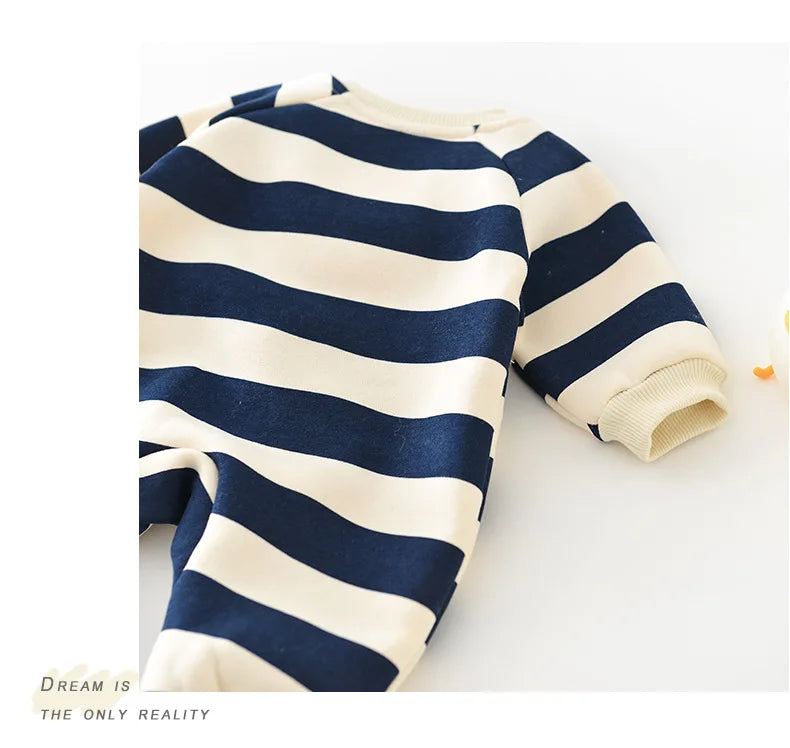 Autumn Baby Romper – Cute Striped O-Neck Bodysuit( 0-2Y)