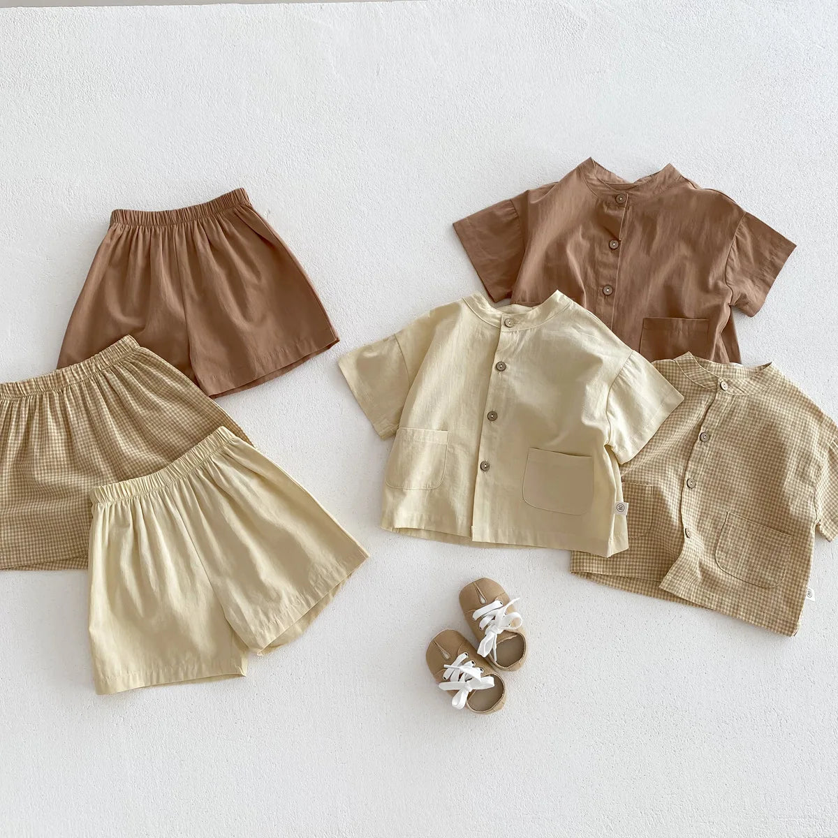 Ensemble de vêtements décontractés pour enfants : chemise à manches courtes et pantalon, ensemble 2 pièces pour garçons