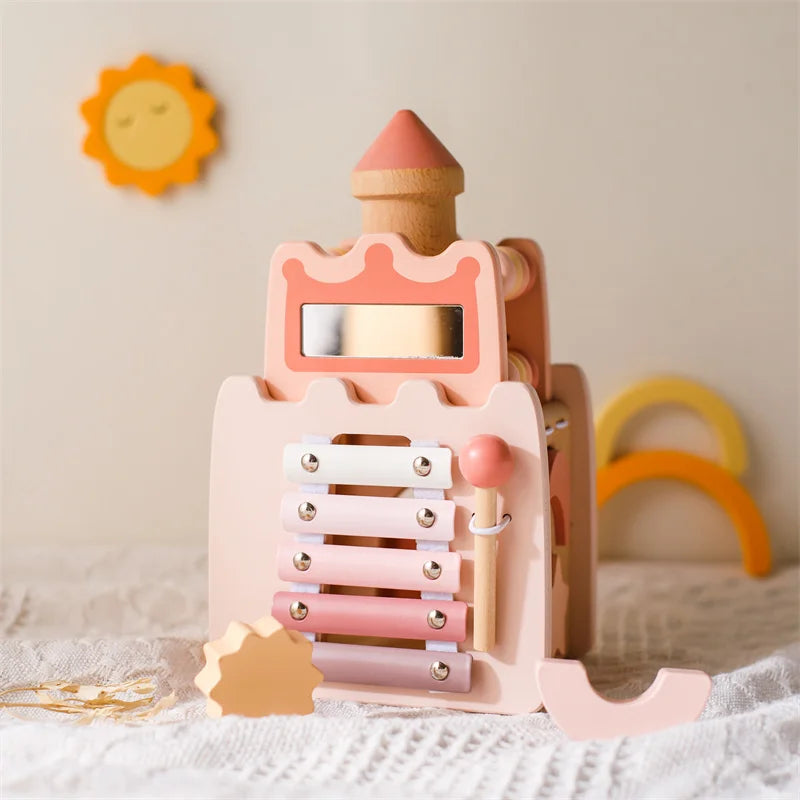 Jouet musical Montessori en bois pour bébé – Puzzle de blocs de construction en forme de champignon pour l'apprentissage précoce