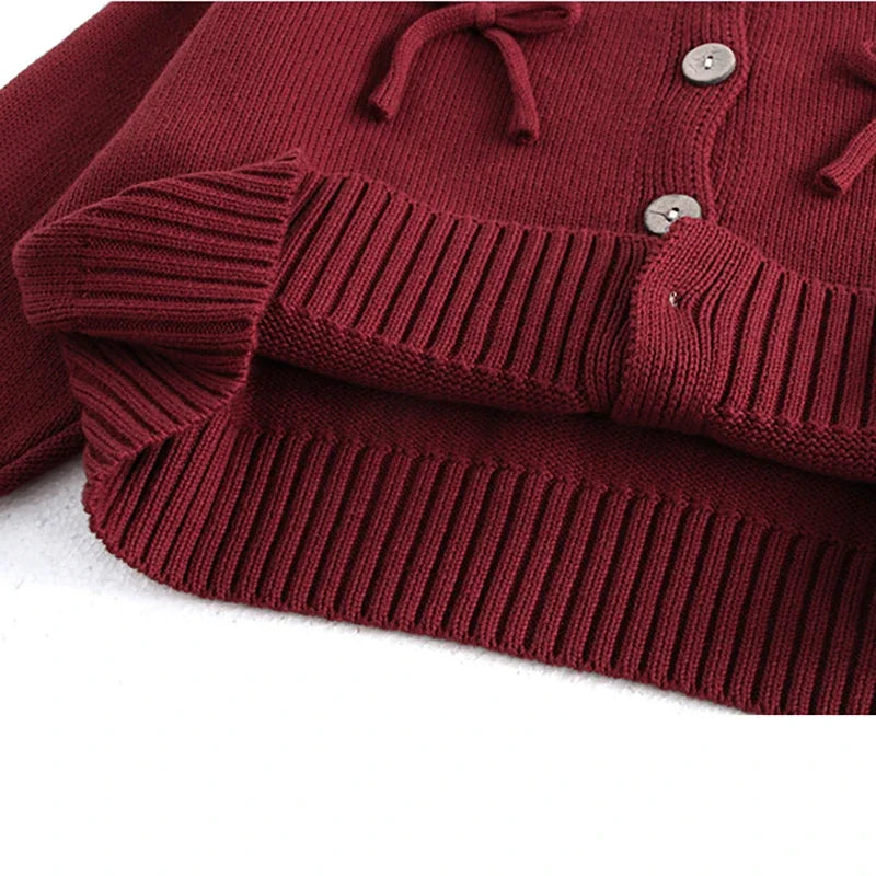 Autumn Children's Sweater 2-7Y Long Sleeve Red Sweater Jacket for Girls Korean Style Kid's Knitted Cardigan Top