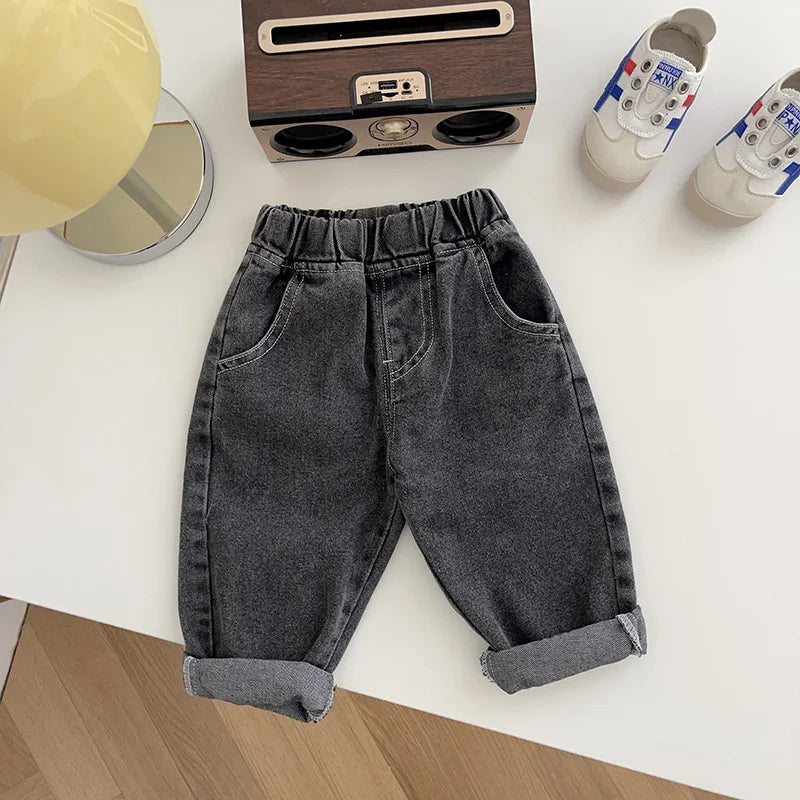 Baby Hosen Solide Kinder Jeans Casual Jungen Denim Hosen Weiche Mädchen Mode Hosen