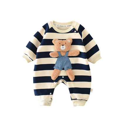 Autumn Baby Romper – Cute Striped O-Neck Bodysuit( 0-2Y)