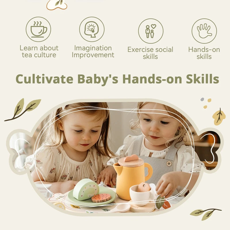 Coffret de jeu en bois pour bébé – Vaisselle et cuisine pour tout-petits