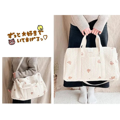 Embroidered Mom Bag Storage Bag Large Capacity Mommy Travel Bag Fashion Multi-functional Handbag Lightweight Diagonal