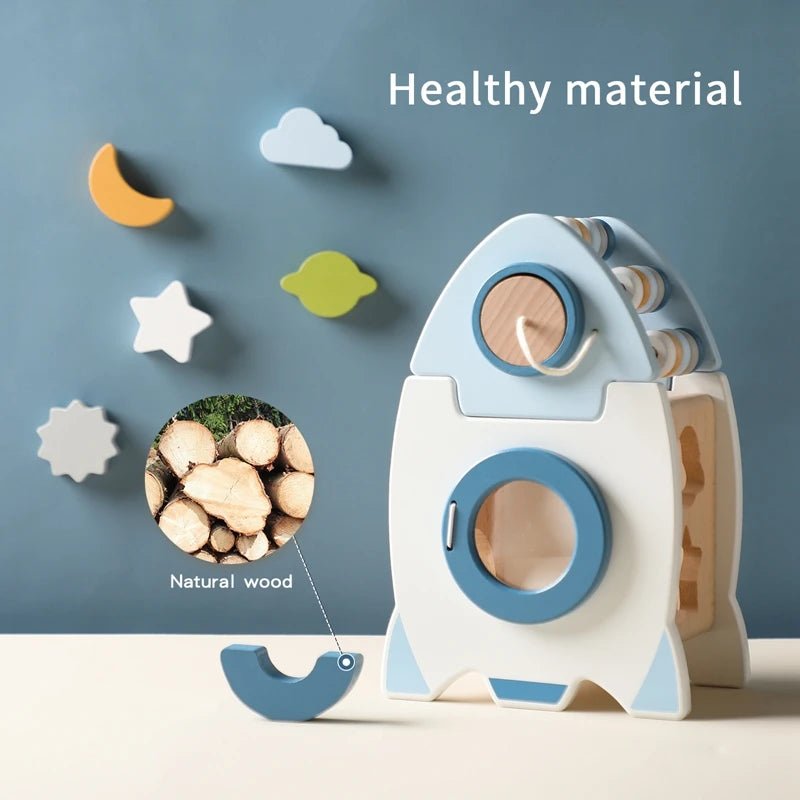 Jouet musical Montessori en bois pour bébé – Puzzle de blocs de construction en forme de champignon pour l'apprentissage précoce