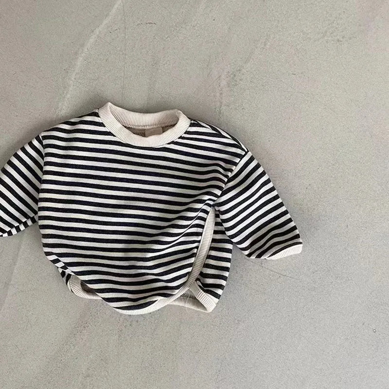 Sweat à capuche et sweat-shirt rayé d'automne pour bébé garçon et fille – Hauts pour tout-petits