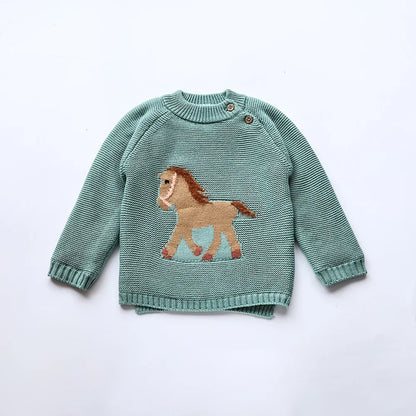 Winter Neue Cartoon Kinder Pullover Pelz-Gefüttert Fleece Strickwaren Pullover