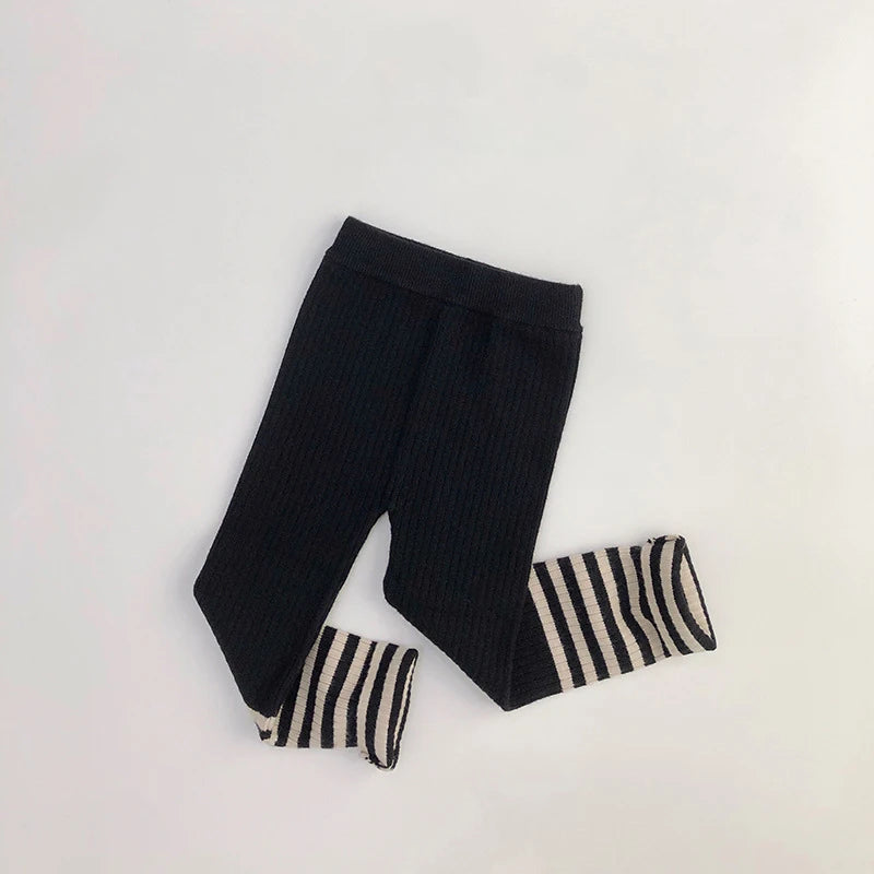 Pantalons tricotés élastiques pour enfants, automne et hiver, leggings skinny solides pour garçons et filles de 1 à 6 ans