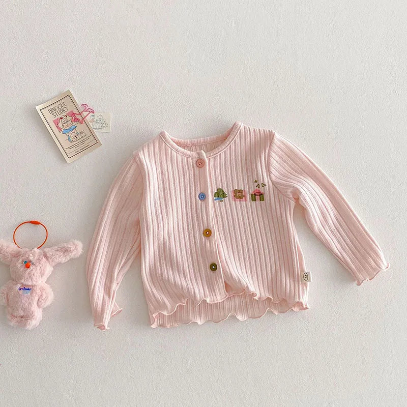 Nouveau cardigan printemps pour enfants – Veste pull à boutons colorés pour filles de 0 à 5 ans