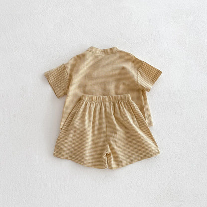 Ensemble de vêtements décontractés pour enfants : chemise à manches courtes et pantalon, ensemble 2 pièces pour garçons