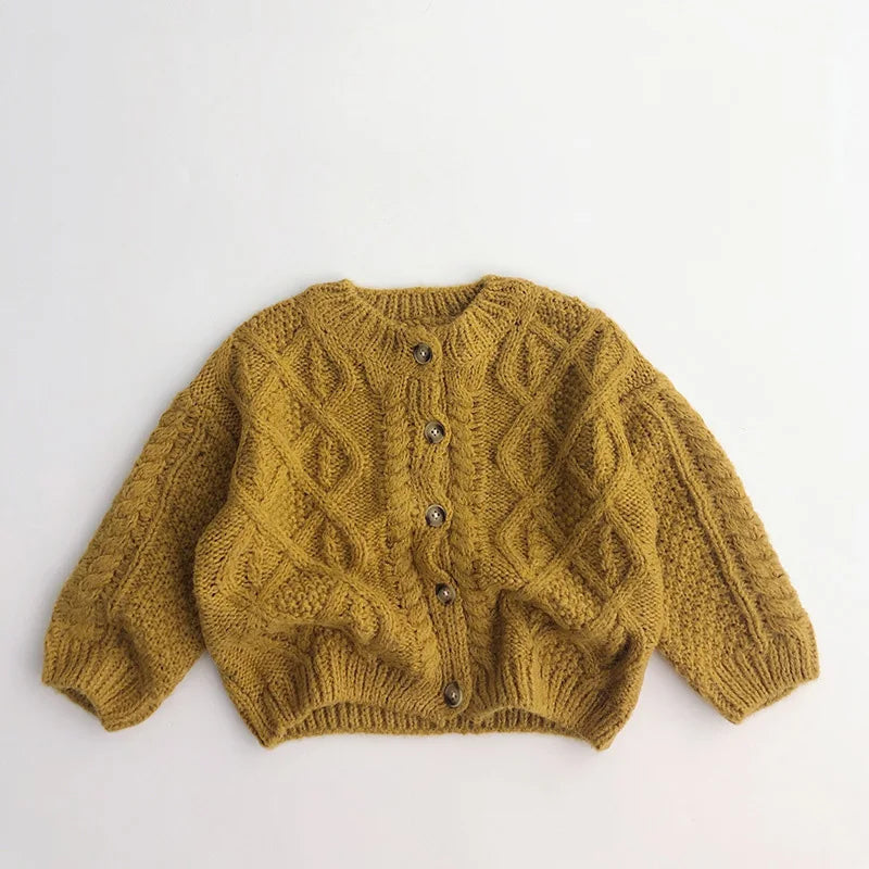 Kinderkleidung Einreihiger Mädchenpullover Kurzer Stil Jungen Strickjacken Strickpullover 1-7 Jahre