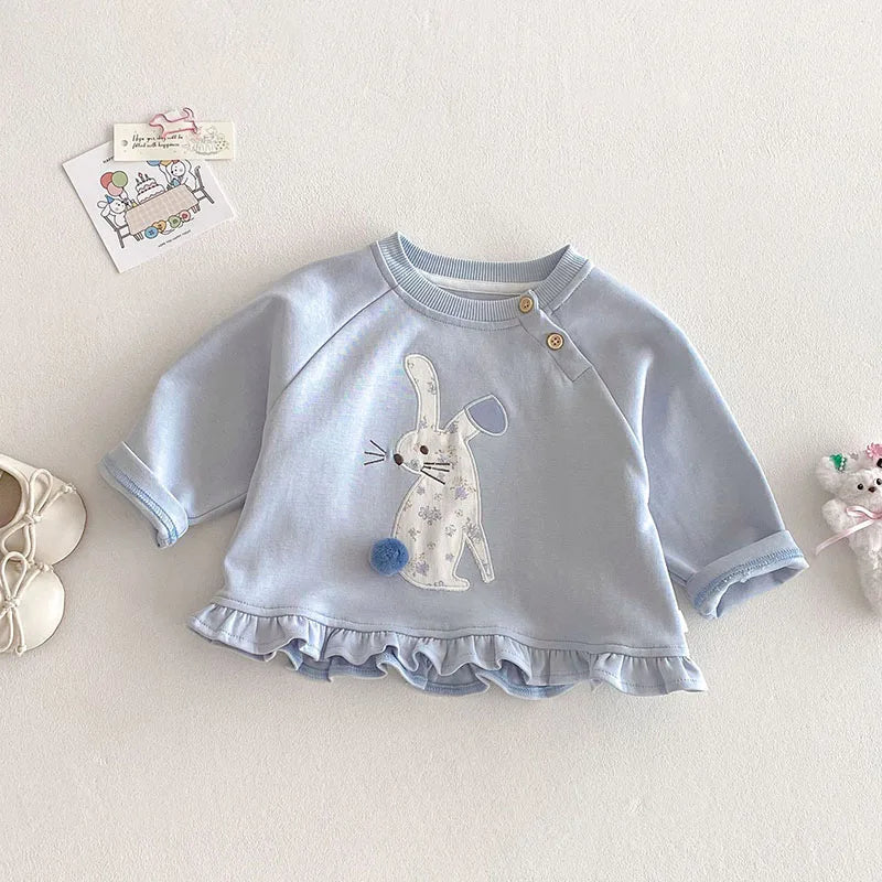 Sweat à capuche printemps pour enfants – Pull lapin fleuri mignon (0-5 ans)