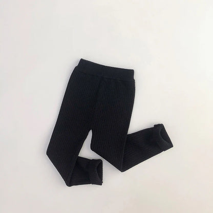 Pantalons tricotés élastiques pour enfants, automne et hiver, leggings skinny solides pour garçons et filles de 1 à 6 ans