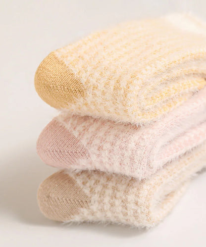 Nouvelles chaussettes épaisses d'hiver pour bébé – Chaussettes tube à rayures colorées pour tout-petits