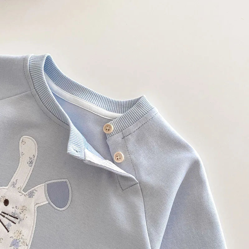 Sweat à capuche printemps pour enfants – Pull lapin fleuri mignon (0-5 ans)