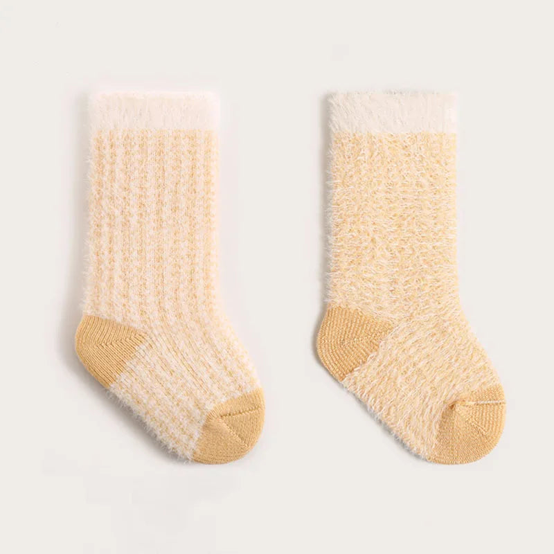 Neue dicke Wintersocken für Babys – Röhrensocken mit Farbblockierung und Streifen für Kleinkinder