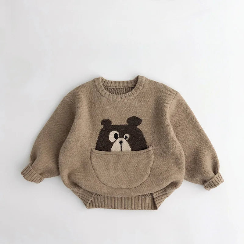 Vêtements pour bébés et enfants, pulls, pulls, dessins animés, garçons et filles, tricots, style coréen, vêtements d'extérieur