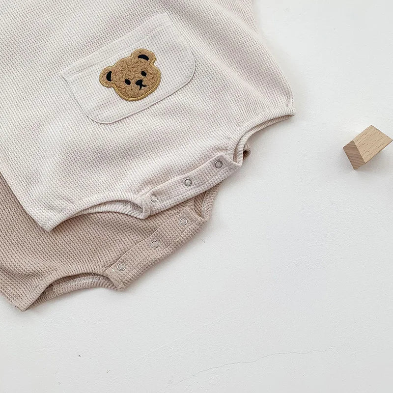 Vêtements bébé gaufrés – Body une pièce ours pour garçon (0-3 ans)