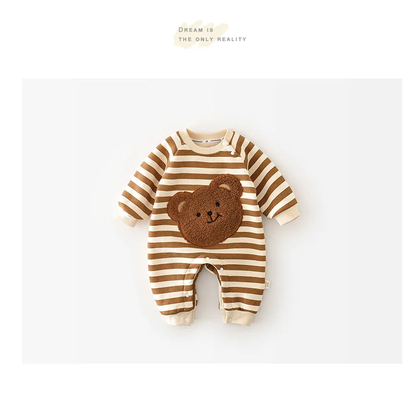 Autumn Baby Romper – Cute Striped O-Neck Bodysuit( 0-2Y)